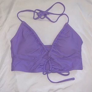 SHEIN ruched knot front halter bikini top